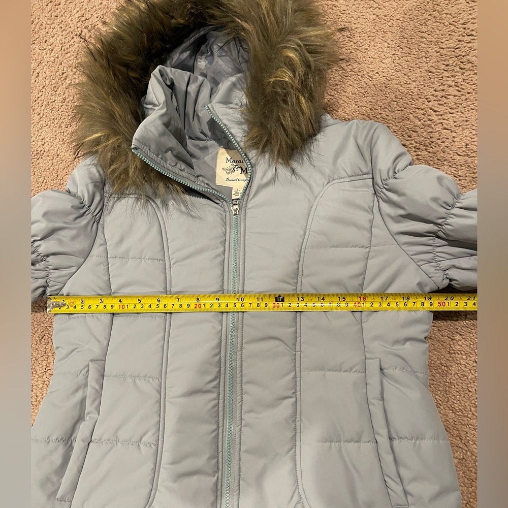 MARALYN & ME Light Blue Quilted Puffer Jacket with Faux-Fur Hood Trim - Picture 5 of 9